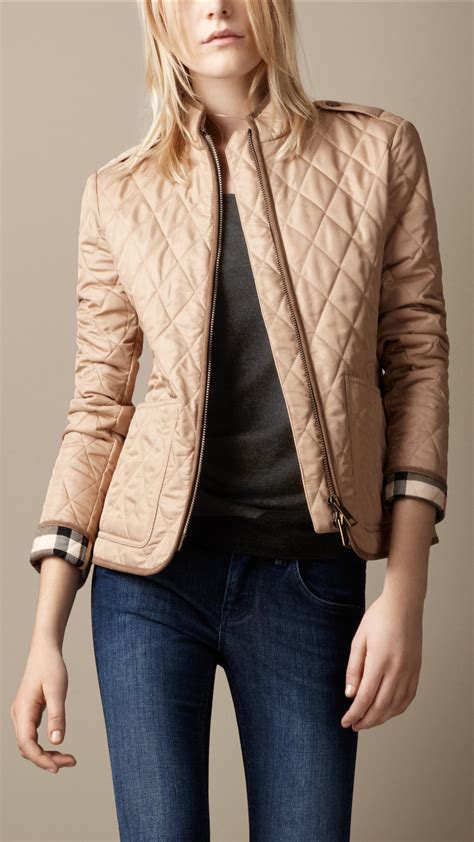 burberry womens quilted jacket beige|Burberry women's diamond quilted jacket.